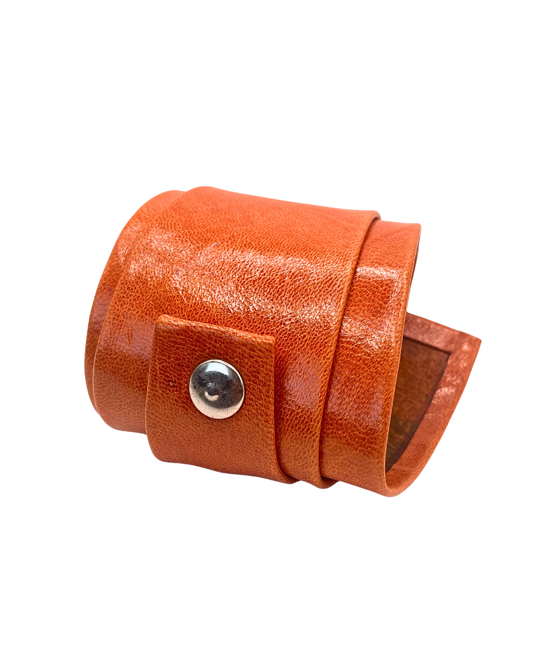 Orange Faux Leather Wrap Bracelet
