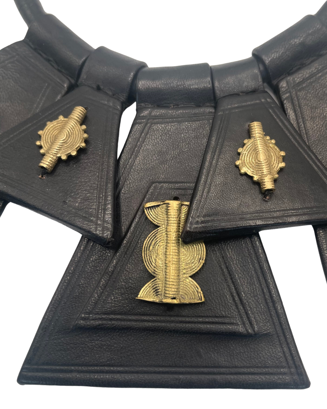 Black and Gold Adjustable Handmade Leather Necklace