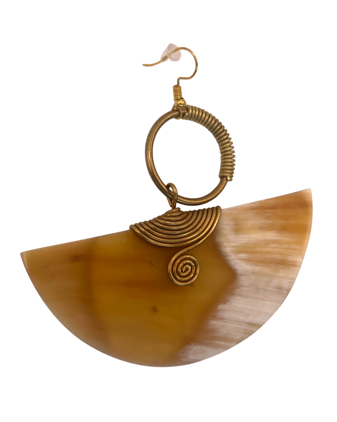 Wood Brass Earring
