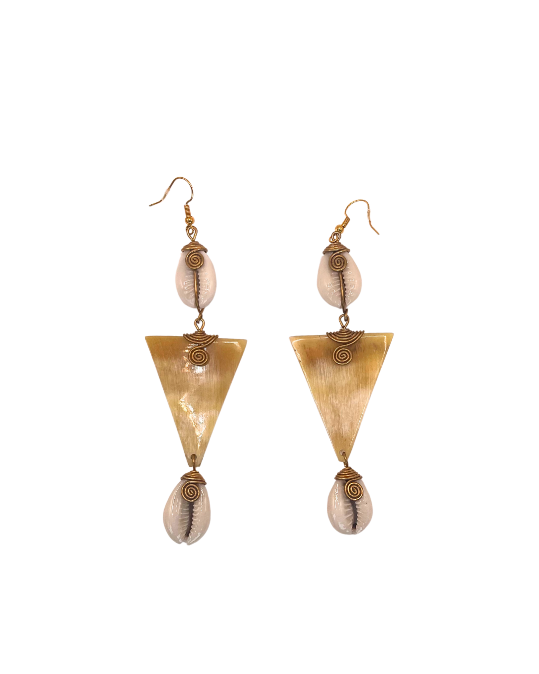 Diamond Shaped Cowhorn Cowrie Shell Earring