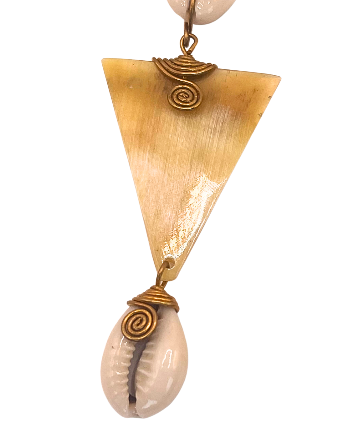 Diamond Shaped Cowhorn Cowrie Shell Earring