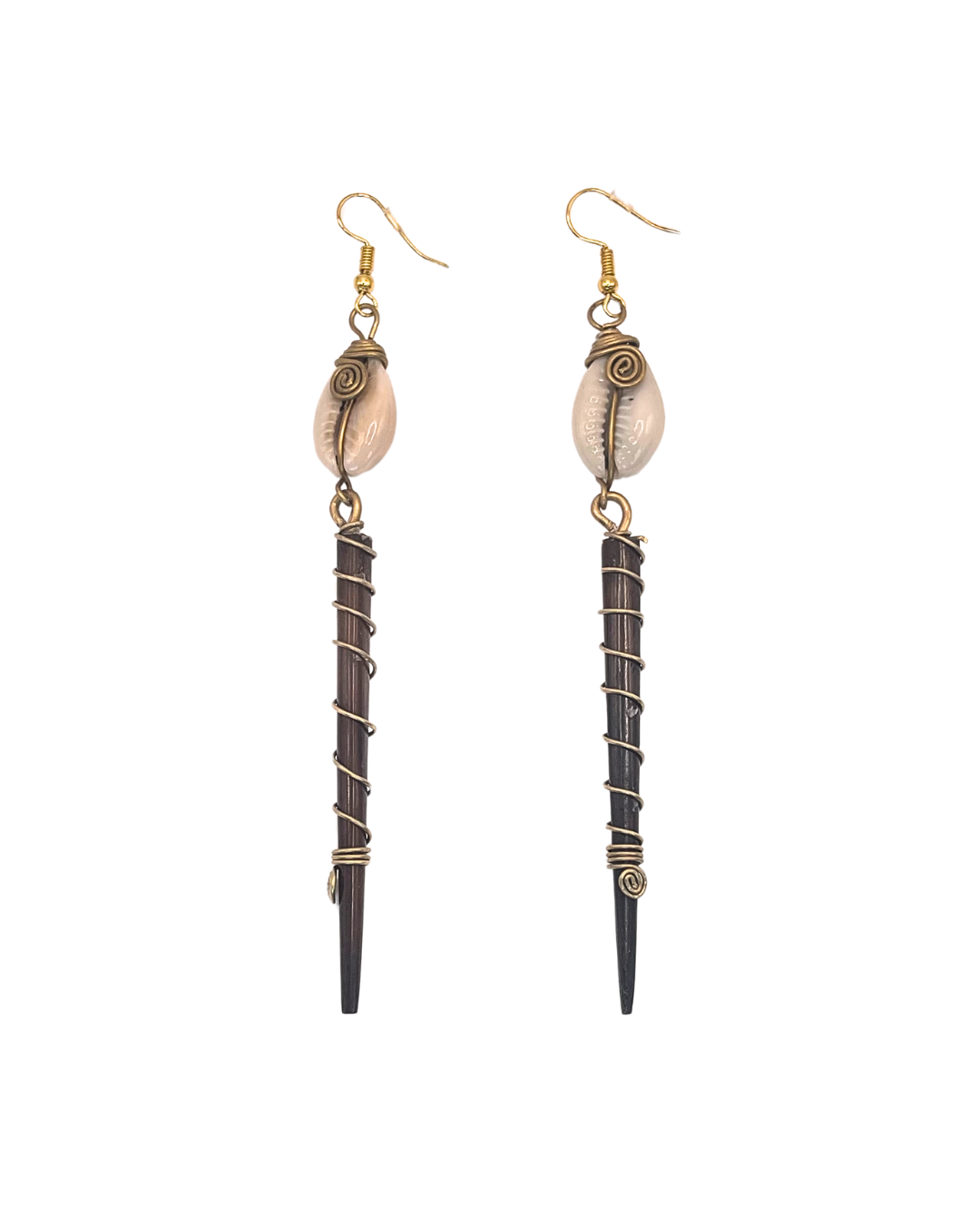 Long Bone Cowrie Shell Earring