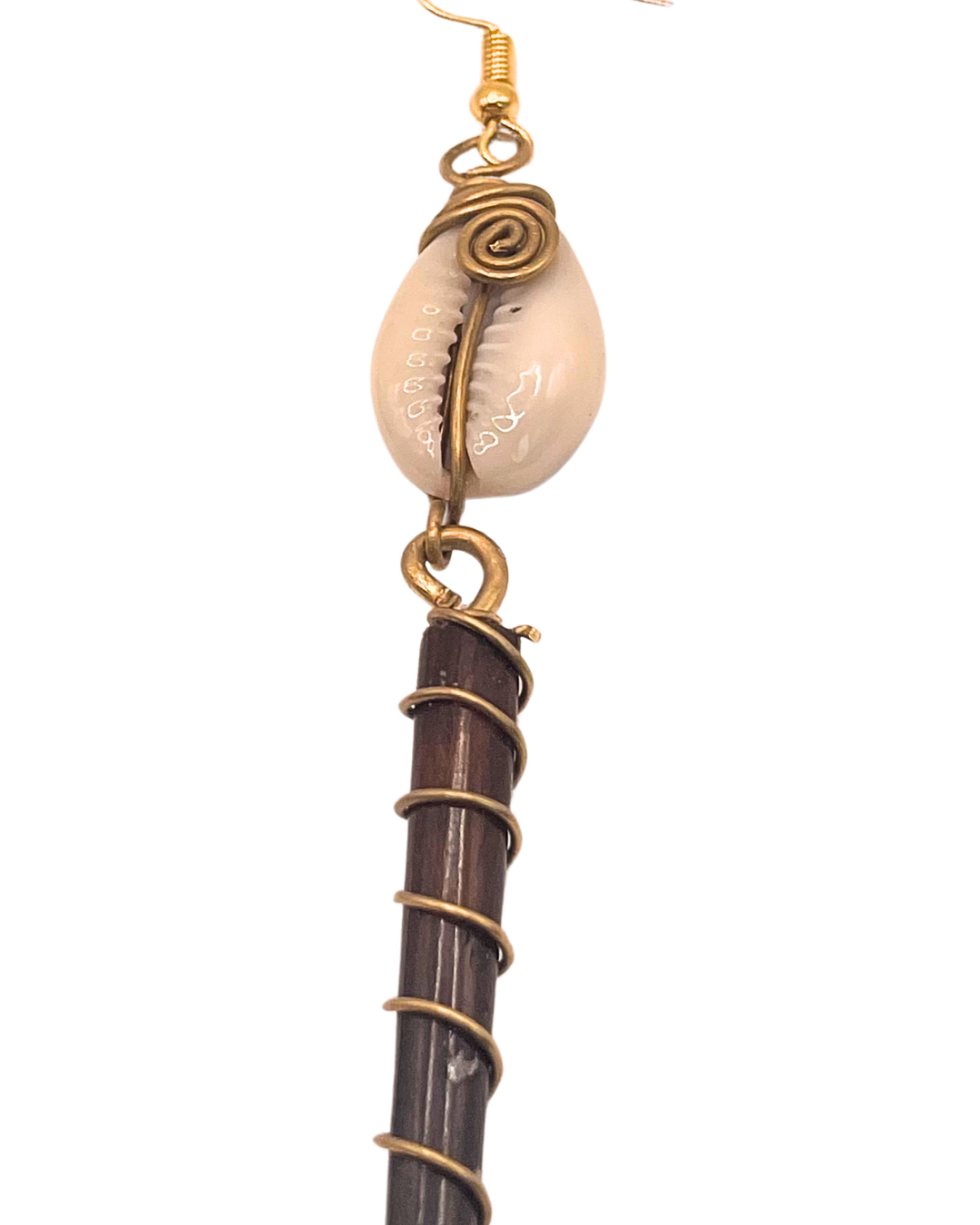 Long Bone Cowrie Shell Earring