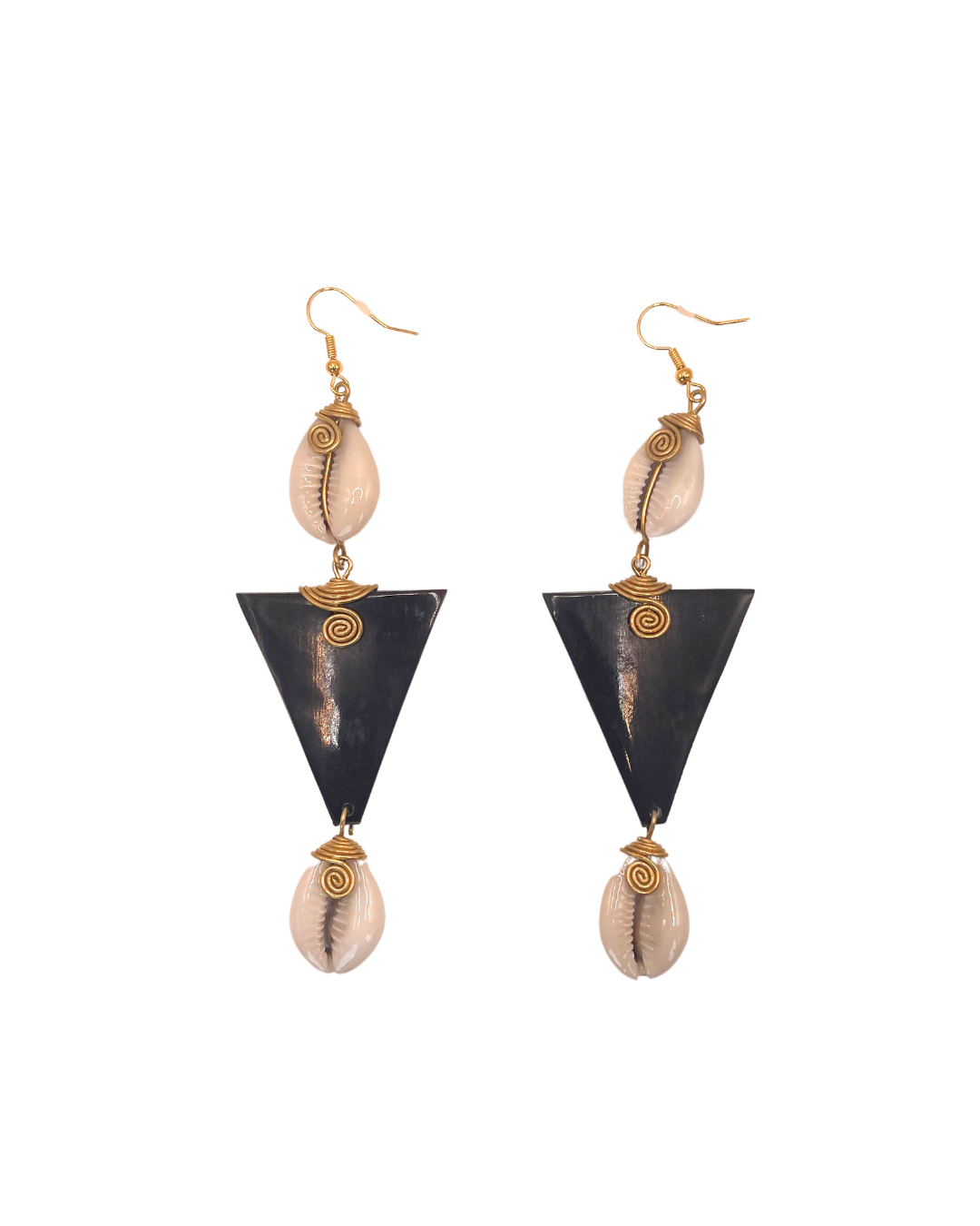 Diamond Shaped Cowhorn Cowrie Shell Earring