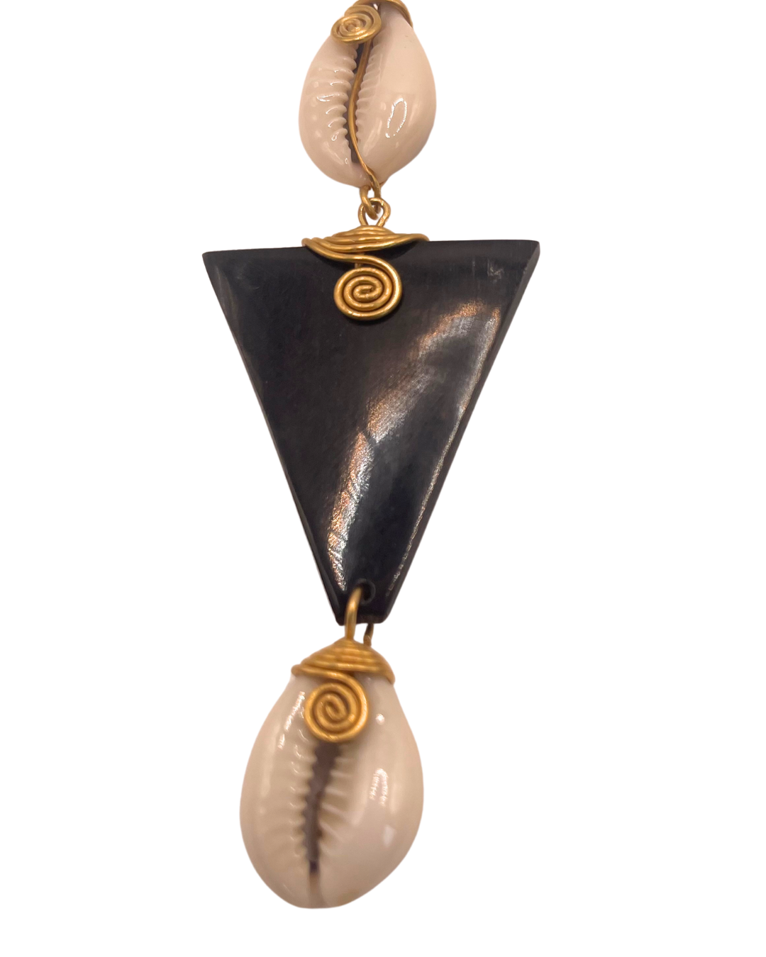 Diamond Shaped Cowhorn Cowrie Shell Earring