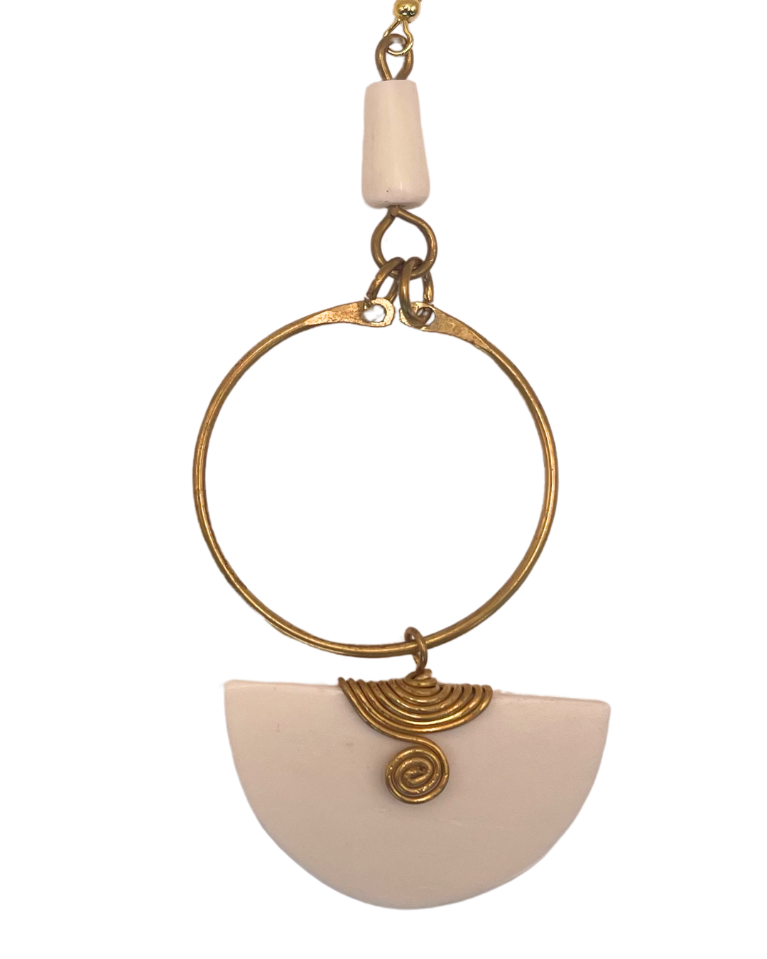 Half Moon Bone/Brass Earring