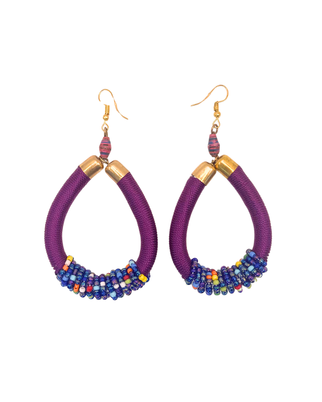 Purple Multicolor Bead Earring