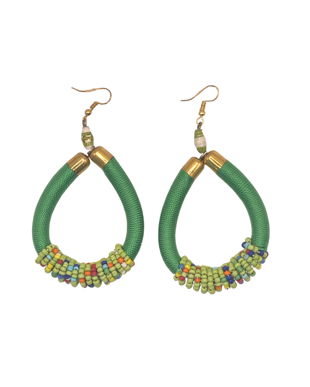 Green Multicolor Bead Earring