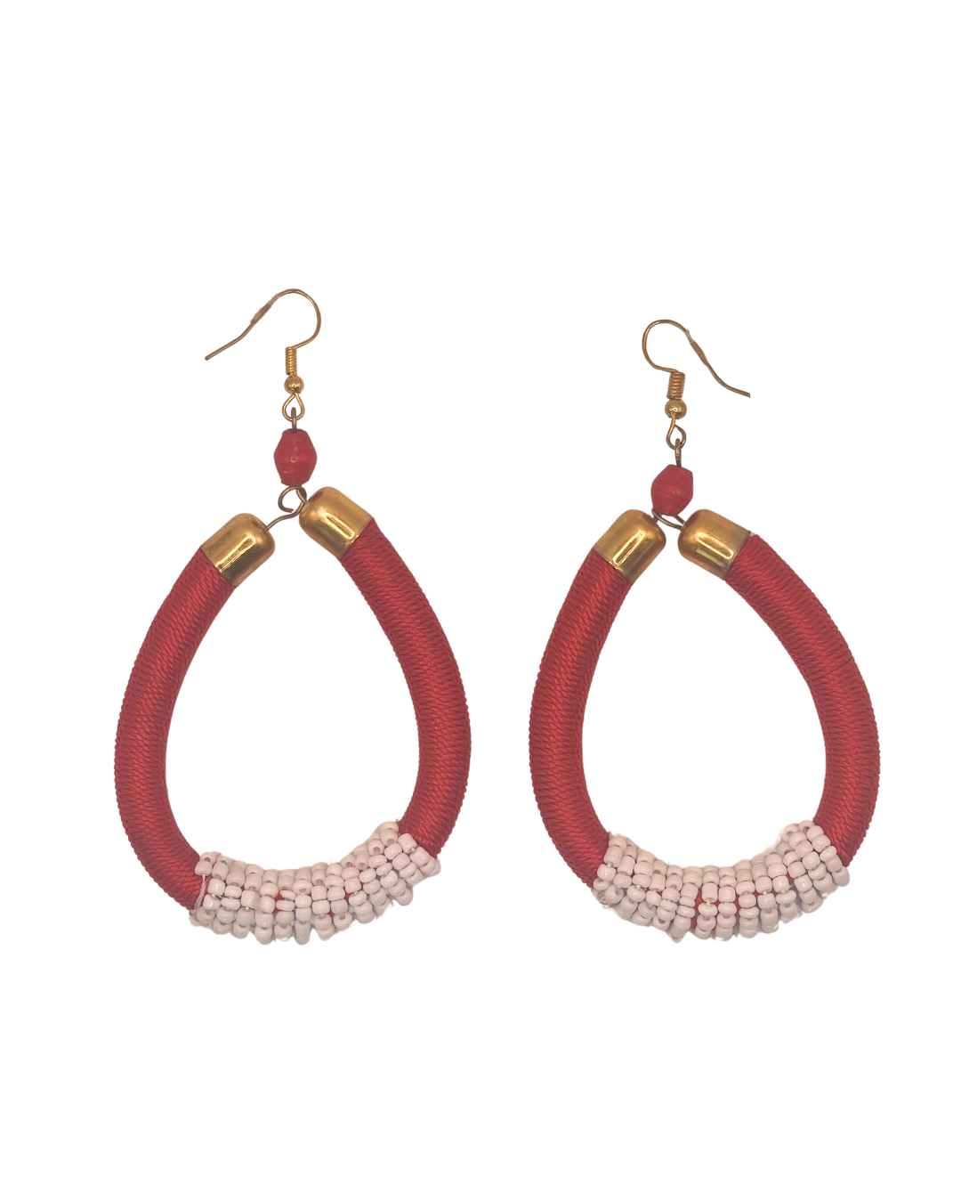 Red Multicolor Bead Earring