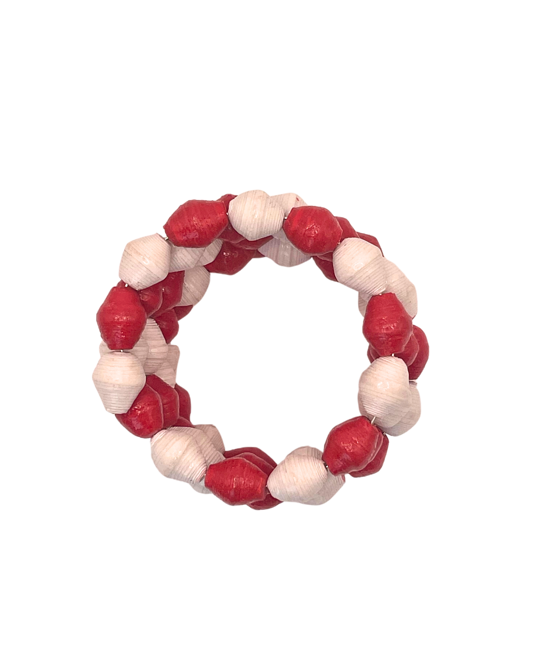 Red and White Paper Bead Bracelet