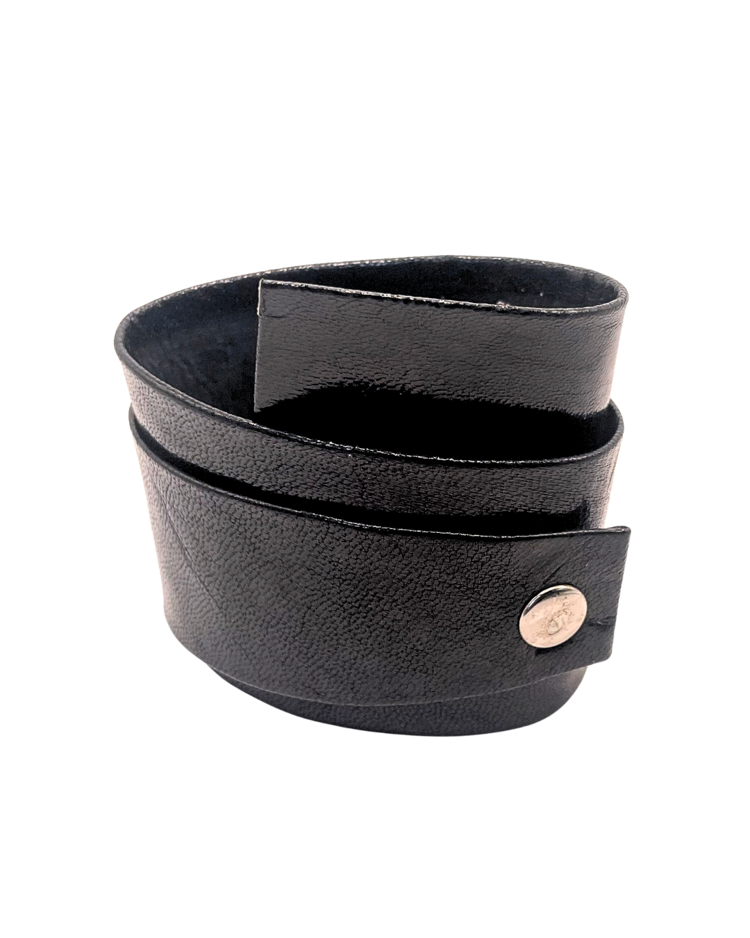 Black Faux Leather Wrap Bracelet
