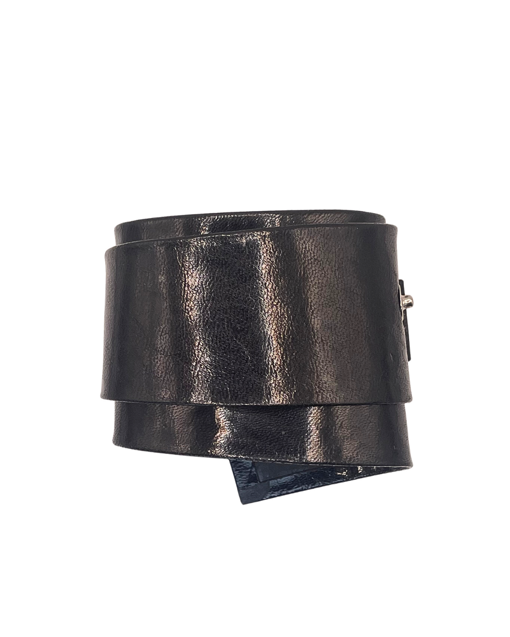Black Faux Leather Wrap Bracelet