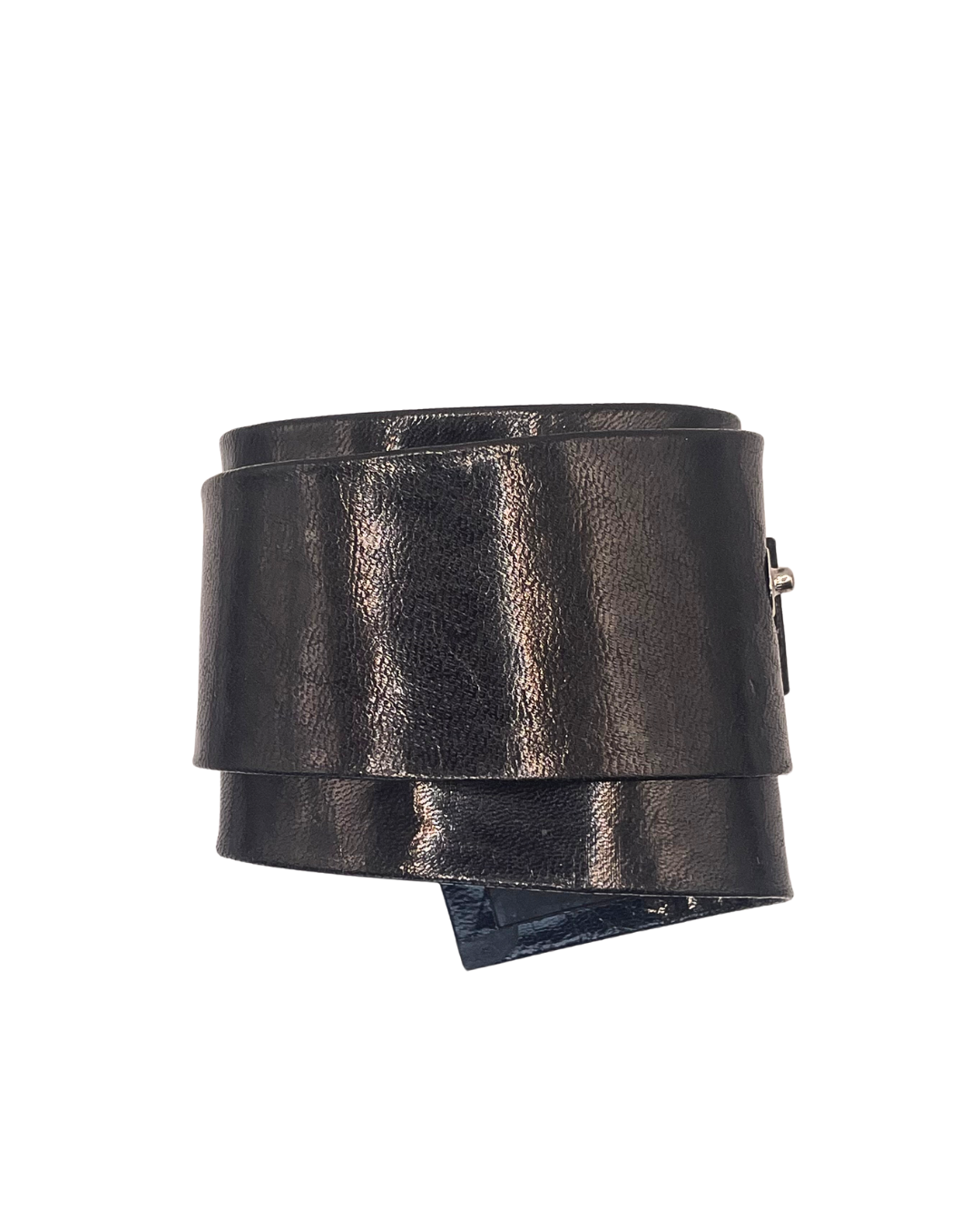 Black Faux Leather Wrap Bracelet