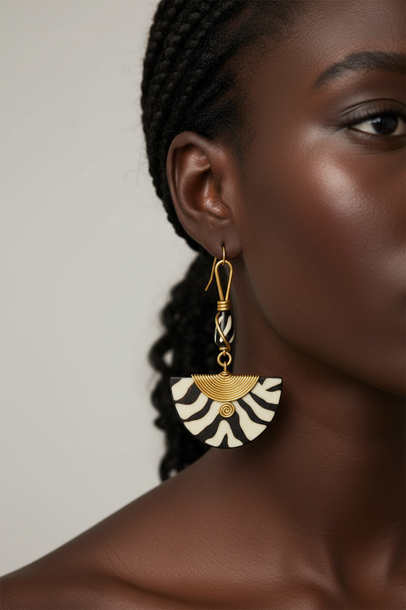 Brass bone earring
