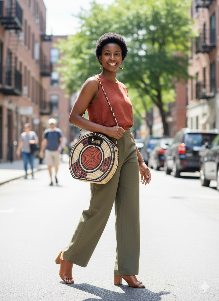 Burkinabe Batik leather purse