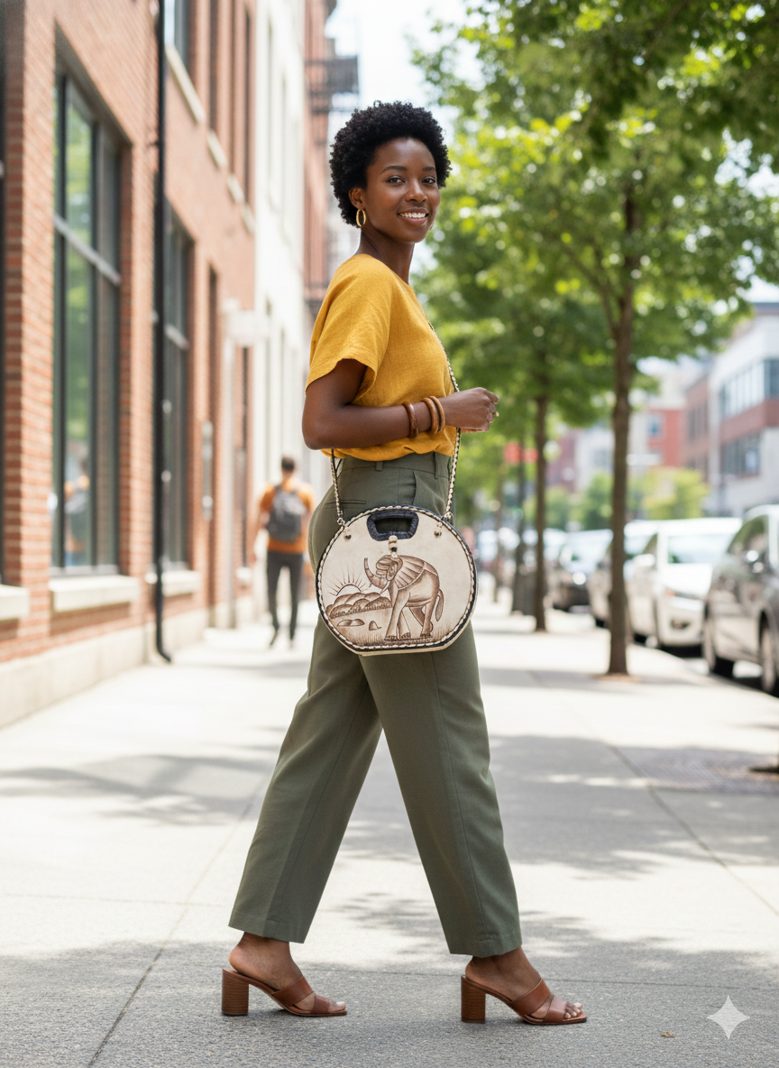 Burkinabe Batik leather purse