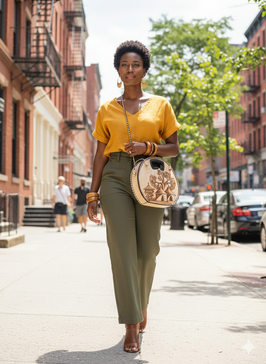 Burkinabe Batik leather purse