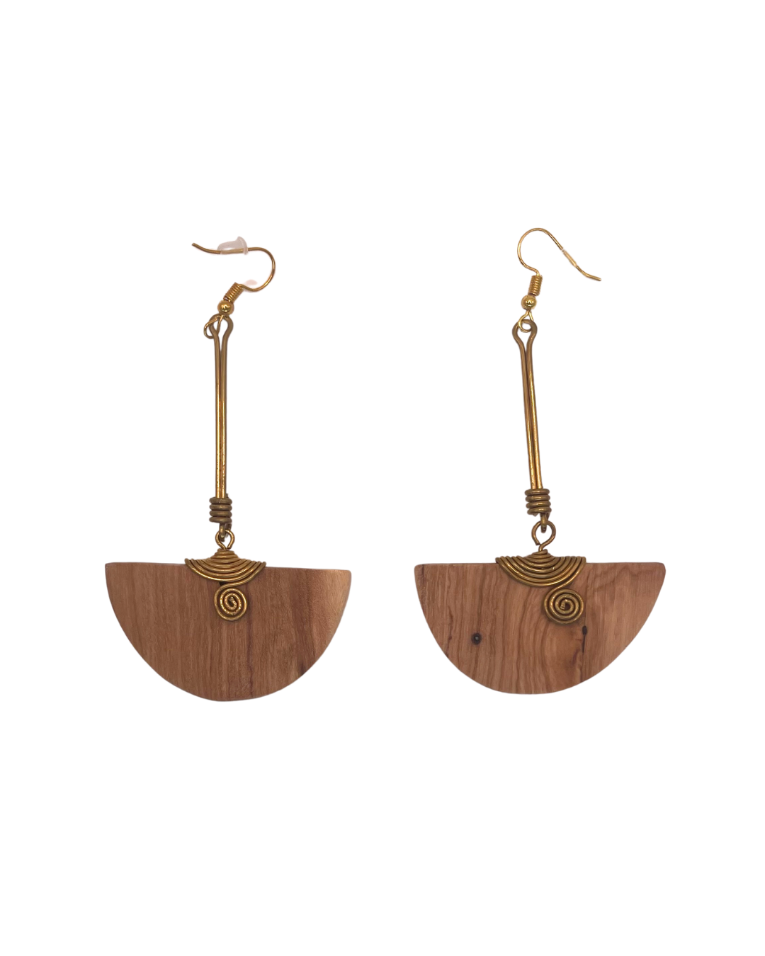 Wood Brass Earring