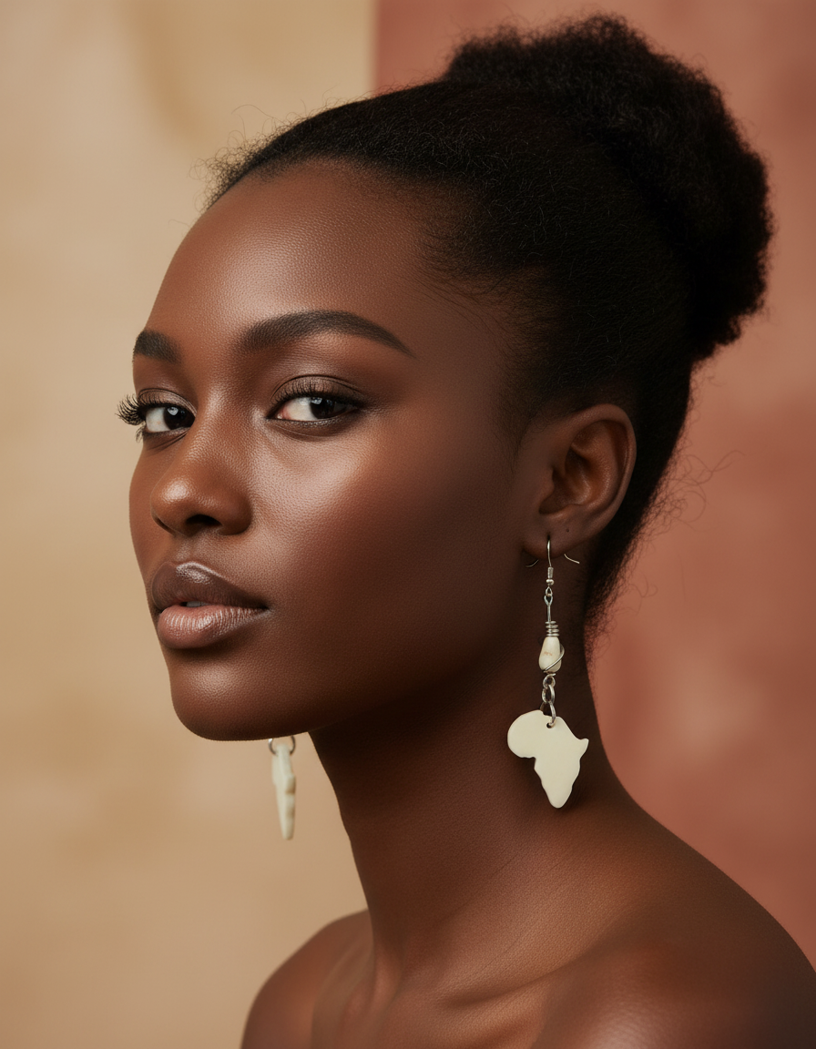 African Map Bone Earring