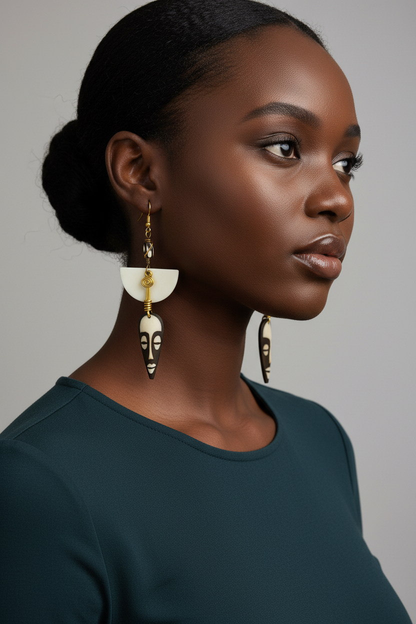 Bone mask earring