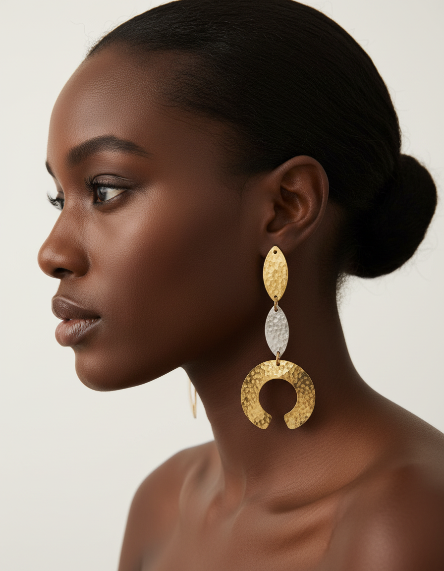 Brass Gold and Silver Aluminum Earring