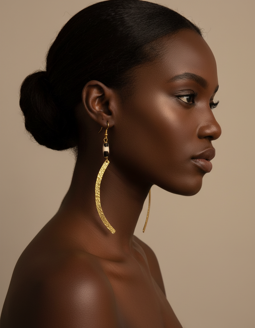 Brass/Bone Earring