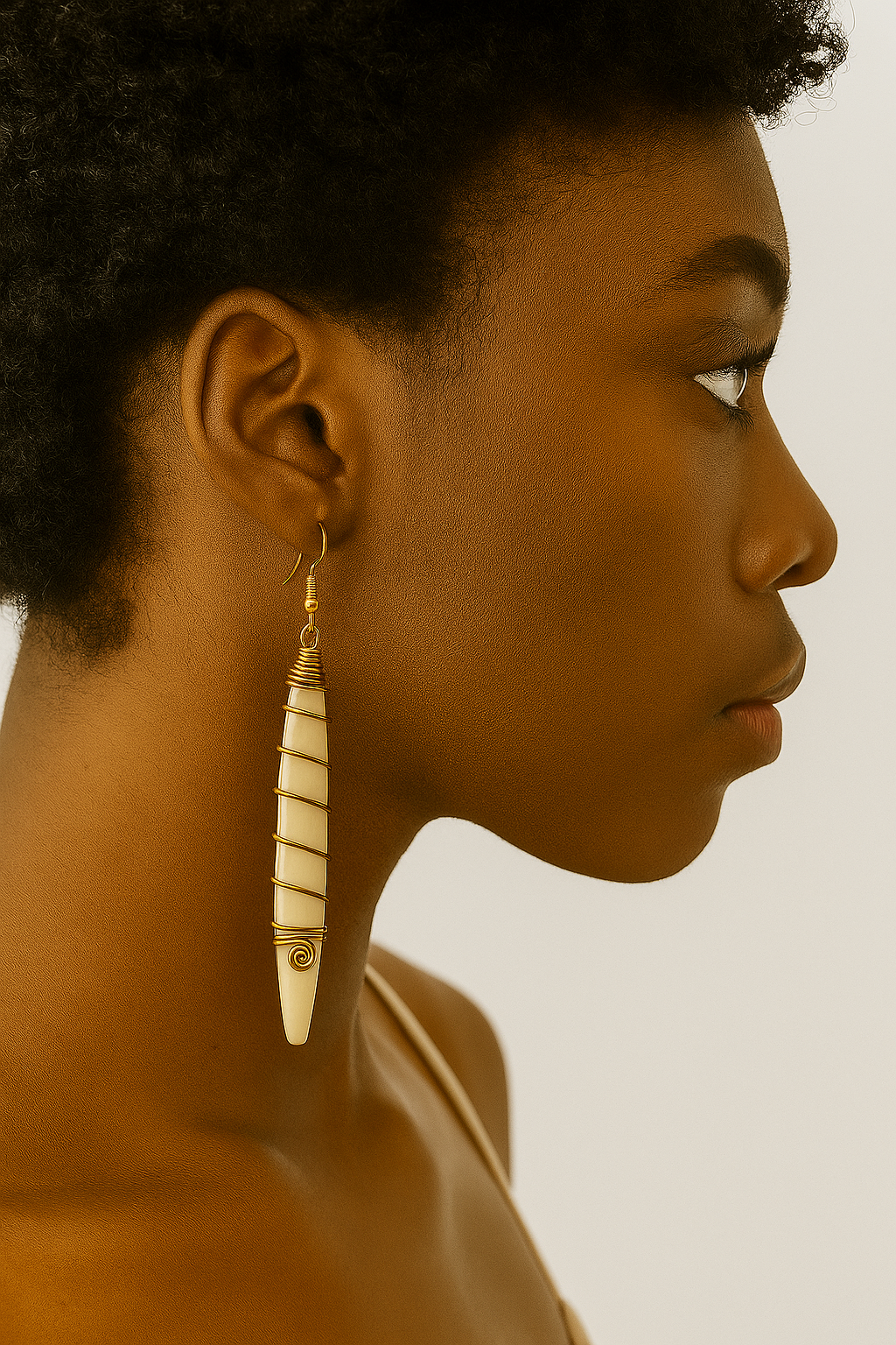 Brass bone earring