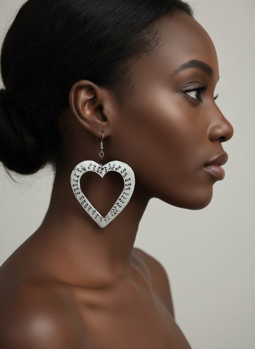 Recycled aluminum heart earrings