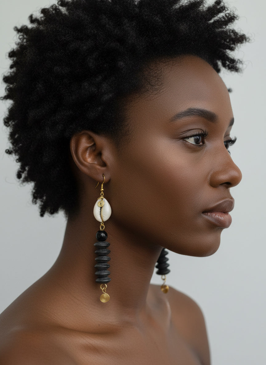 Wooden disk earrings