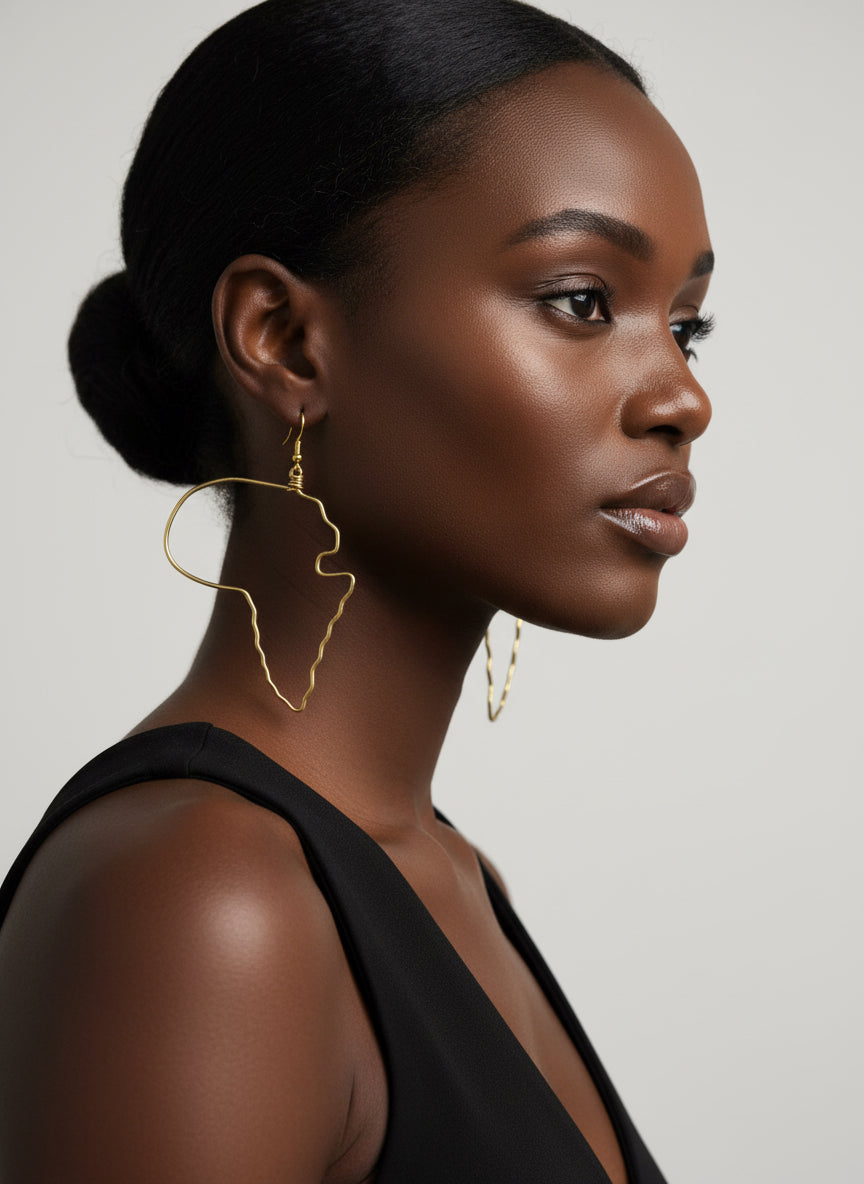 Brass Africa outline earrings