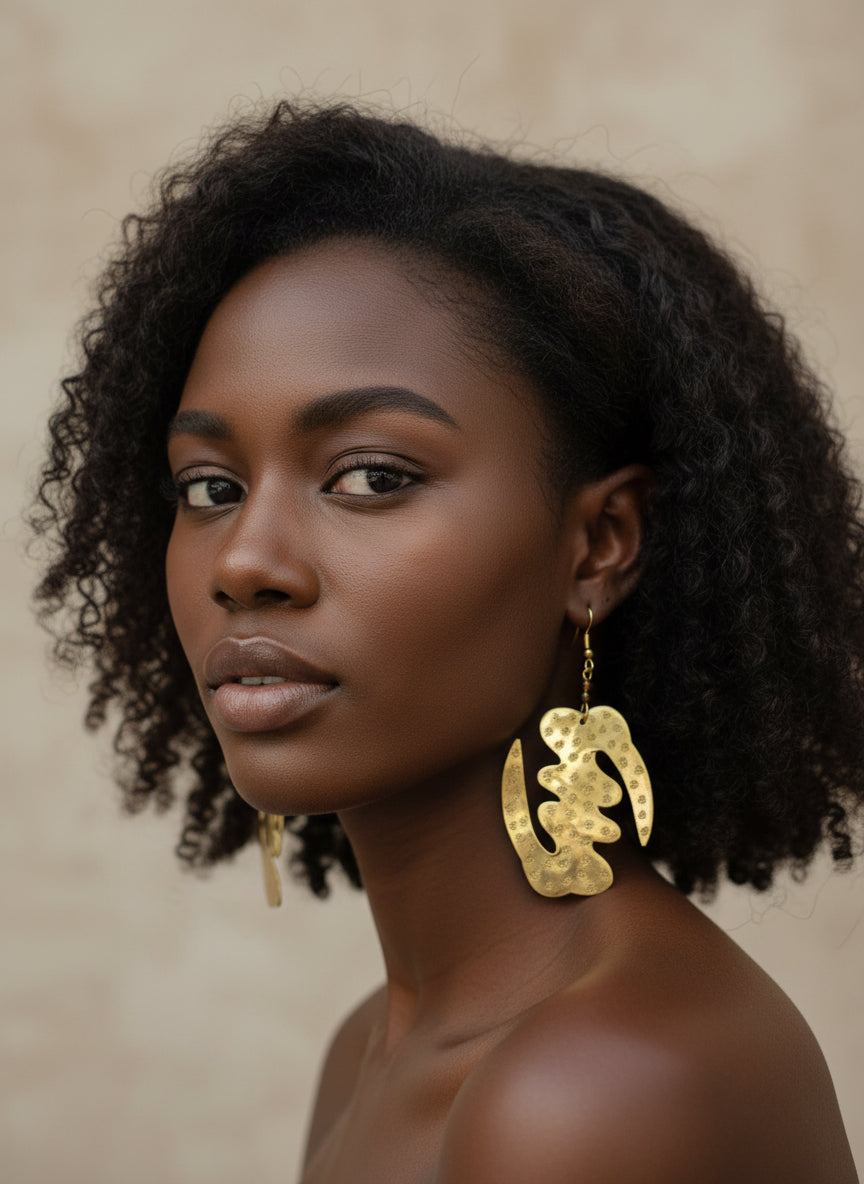 Brass Gye Nyame earrings