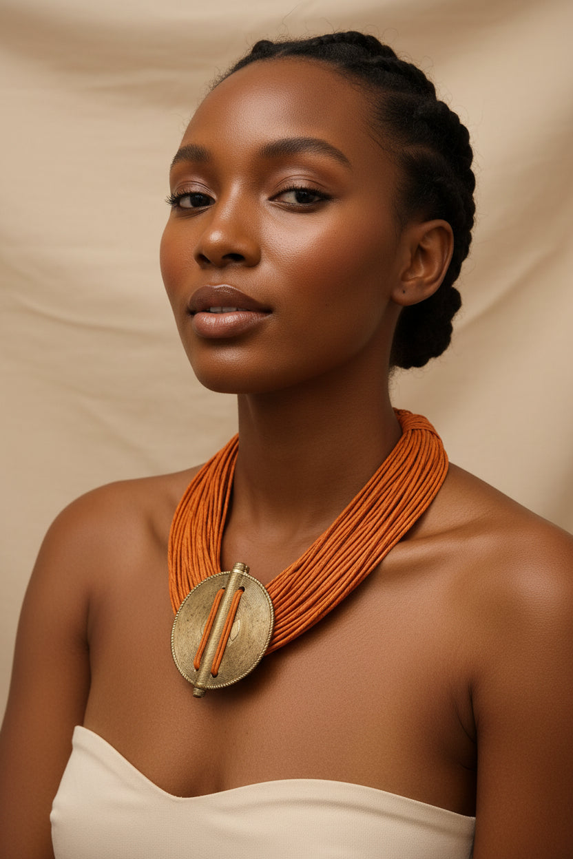 Burkinabe leather & pendant necklace