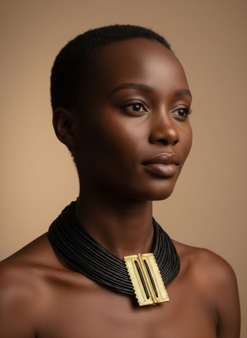 Burkinabe leather & pendant necklace