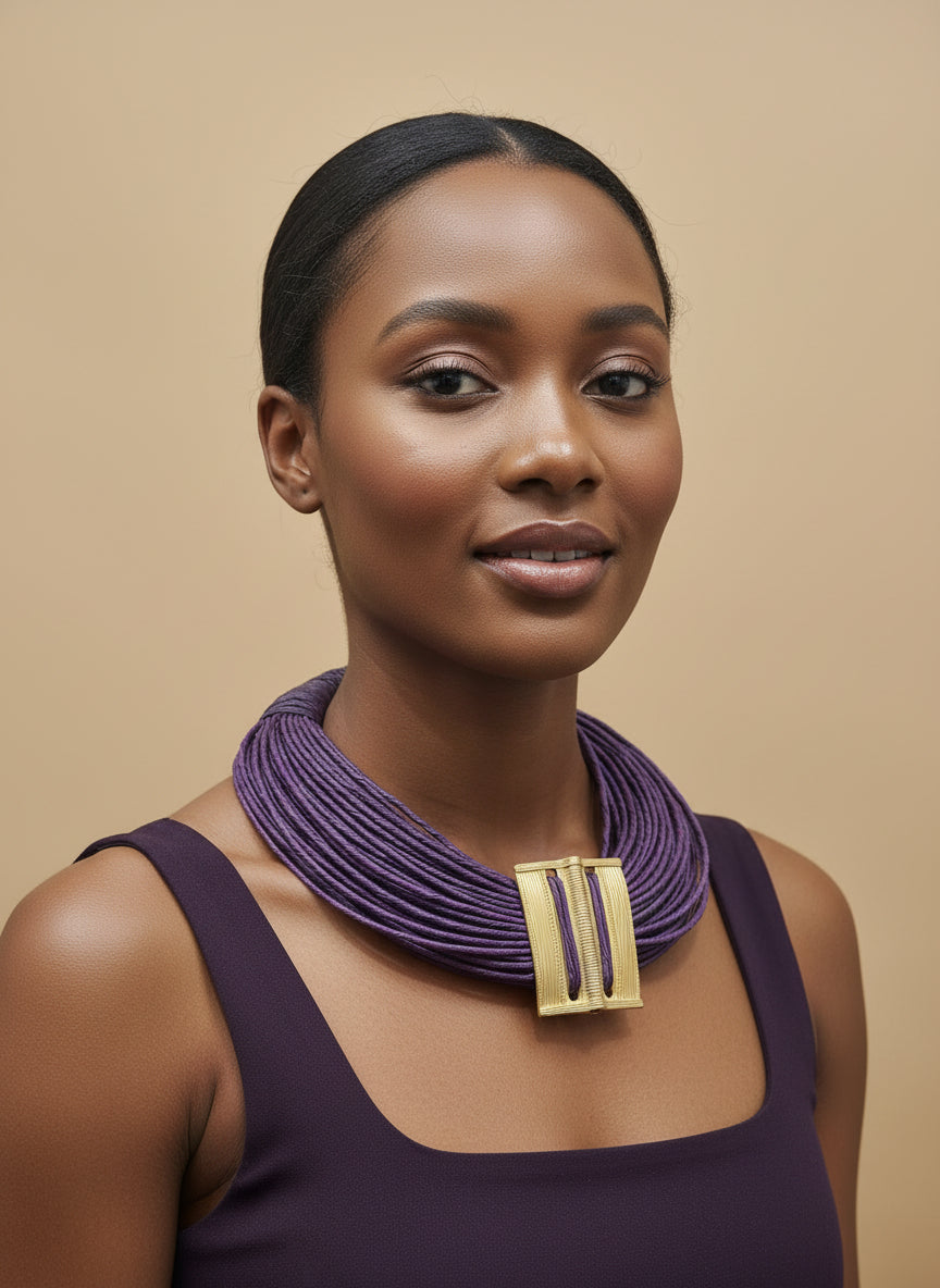 Burkinabe leather & pendant necklace