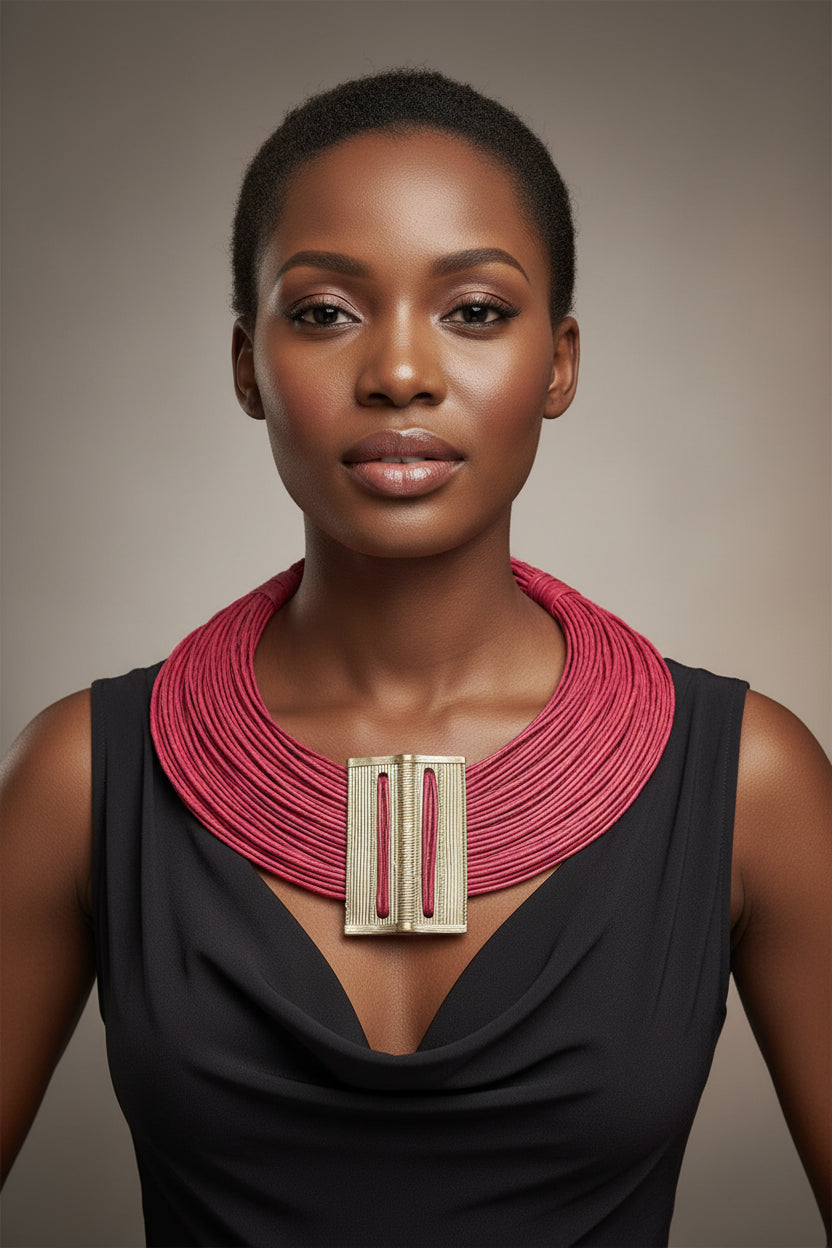 Burkinabe leather & pendant necklace