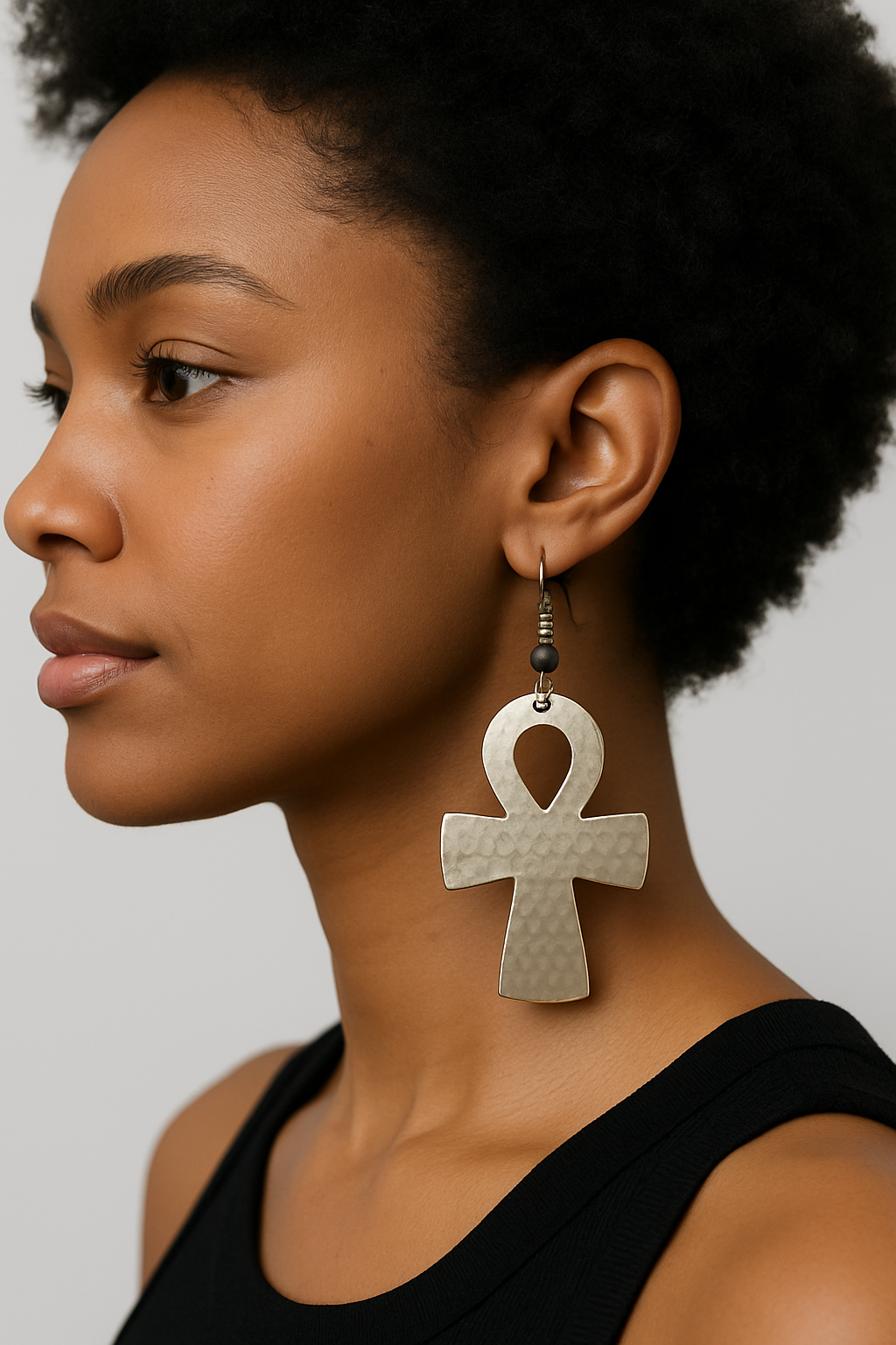 Aluminium ankh earring (med)