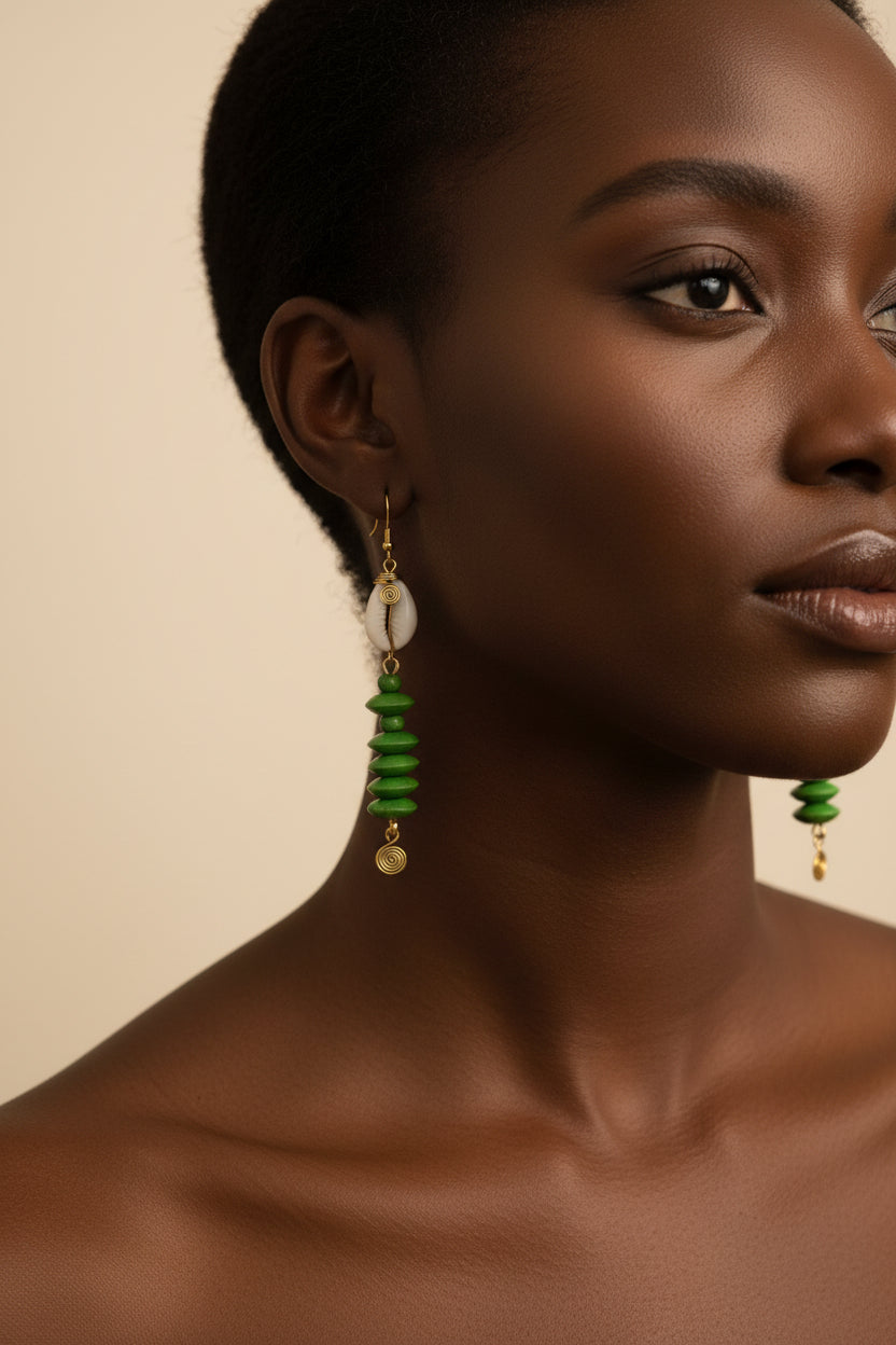 Wooden disk earrings