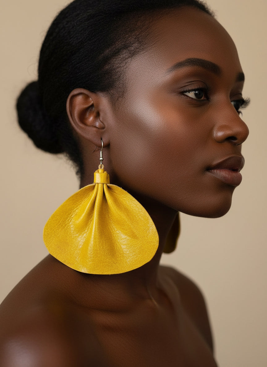 Medium Leather fan earrings