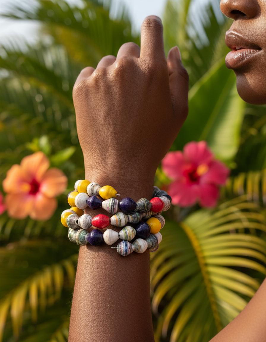 Paper Bead Wrap around bracelet