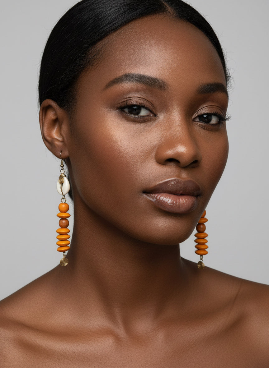 Wooden disk earrings