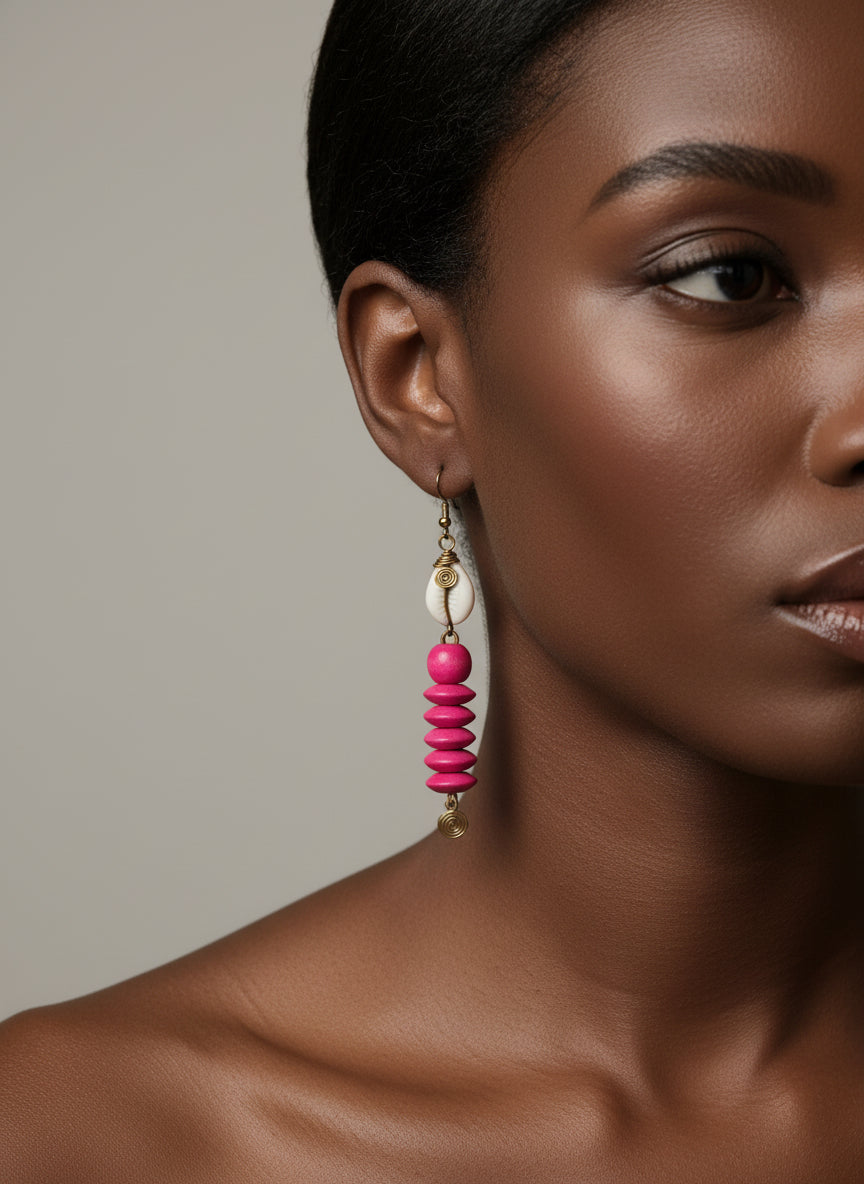 Wooden disk earrings