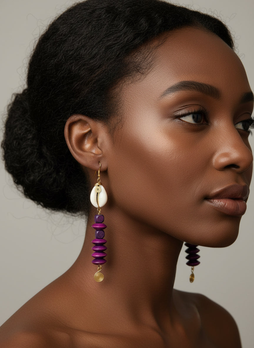 Wooden disk earrings