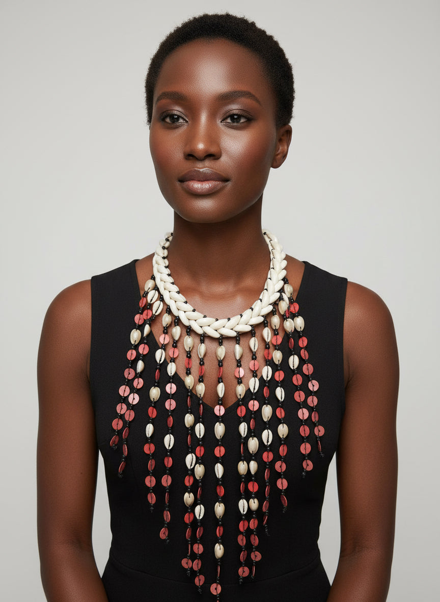Malian Cowrie & Sequin Necklace
