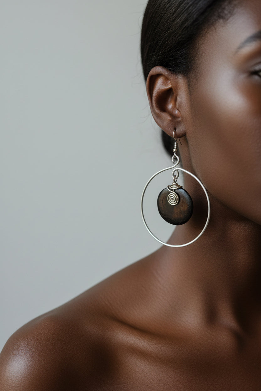 Silver bone pendant earrings