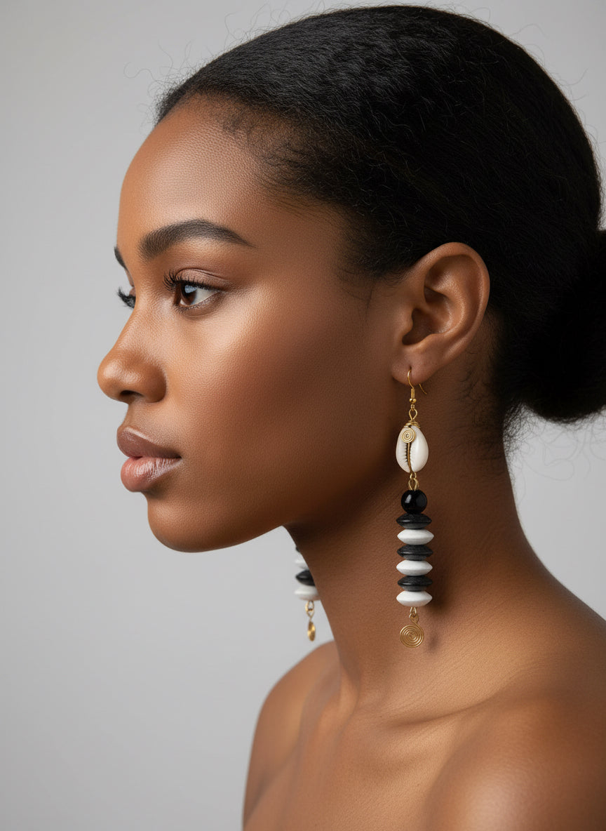 Wooden disk earrings