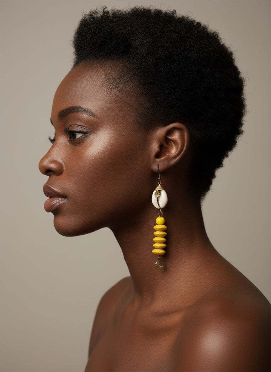 Wooden disk earrings