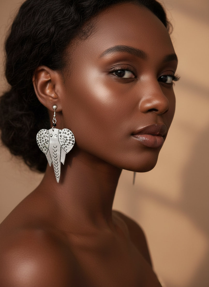 Recycled aluminum elephant earrings