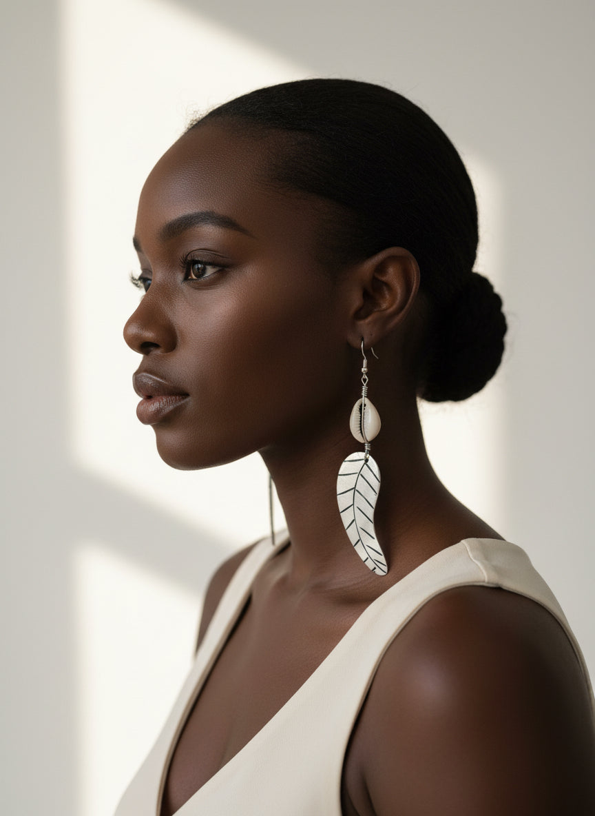 Recycled aluminum leaf earrings