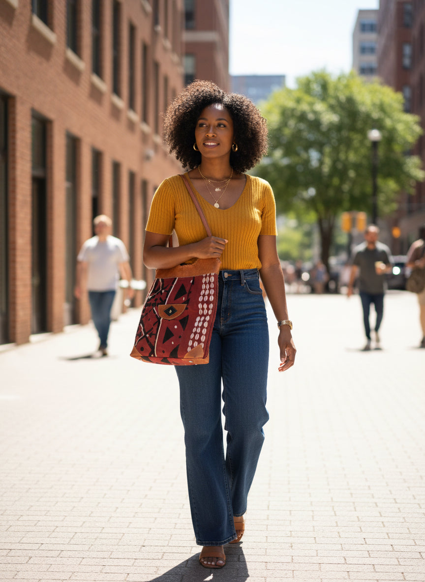 Mudcloth & Leather purse